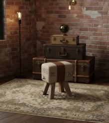 CANVAS & LEATHER STOOL BENCH
