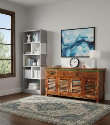 SOLID RECLAIMED TEAK WOOD SIDEBOARD SERVER CONSOLE W/ 4 DRAWERS & 4 DOORS