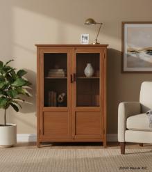 RECLAIMED TEAK & GLASS DISPLAY & STORAGE CABINET