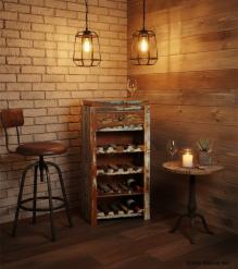 SOLID RECLAIMED TEAK WOOD WINE BAR W/ DRAWER & TRAY