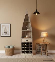 RECLAIMED TEAK WOOD BOAT NAUTICAL WINE RACK BOOKCASE W/ SHELVES