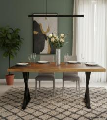 LIVE EDGE SUAR WOOD TABLE WITH METAL BASE