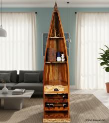 RECLAIMED WOOD BOAT NAUTICAL WINE RACK BOOKCASE W/ SHELVES