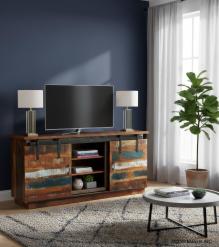SOLID RECLAIMED TEAK WOOD SIDEBOARD W/ SLIDING DOORS