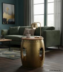 SOLID WOOD & METAL END TABLE 