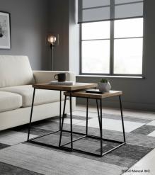 SET OF 2 SOLID WOOD & IRON END TABLES