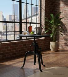 ADJUSTABLE HEIGHT IRON CRACK ROUND TABLE