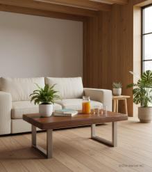 SUPER THICK RECLAIMED TEAK & IRON COFFEE TABLE