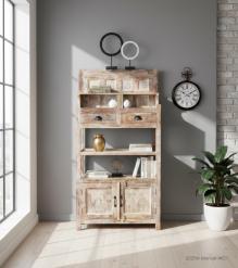 RECLAIMED TEAK STORAGE / DISPLAY RACK - DRAWERS, SHELVES & CABINET