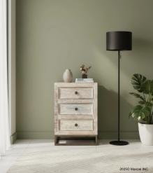 SOLID RECLAIMED TEAK WOOD 3 DRAWER END TABLE NIGHTSTAND