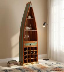 RECLAIMED WOOD BOAT NAUTICAL WINE RACK BOOKCASE W/ SHELVES