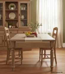 EXTENDABLE SOLID WOOD DINING TABLE W/ SELF-STORING EXTENSIONS
