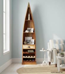 RECLAIMED WOOD BOAT NAUTICAL WINE RACK BOOKCASE W/ SHELVES