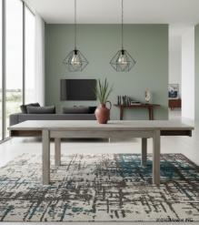 EXTENDABLE SOLID WOOD DINING TABLE W/ SELF-STORING EXTENSIONS