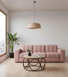 SOLID WOOD & IRON ROUND COFFEE TABLE