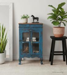 VINTAGE RECLAIMED TEAK & GLASS CABINET