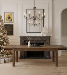 EXTENDABLE SOLID WOOD DINING TABLE W/ SELF-STORING EXTENSIONS