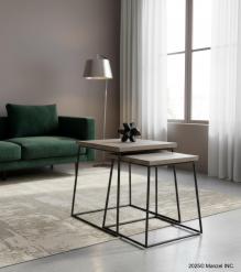 SET OF 2 SOLID WOOD & IRON END TABLES