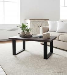 SOLID LIVE EDGE WOOD COFFEE TABLE W/ METAL BASE