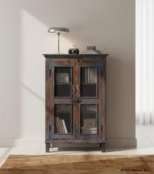 VINTAGE RECLAIMED TEAK & GLASS CABINET
