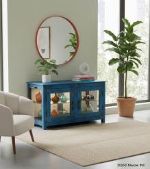 VINTAGE RECLAIMED TEAK & GLASS CABINET