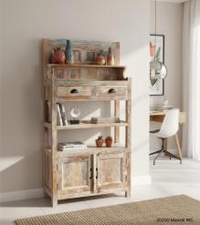 RECLAIMED TEAK STORAGE / DISPLAY RACK - DRAWERS, SHELVES & CABINET