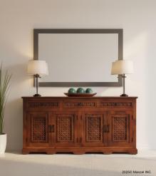 4 DOOR CARVED WOOD SIDEBOARD W/ DRAWERS