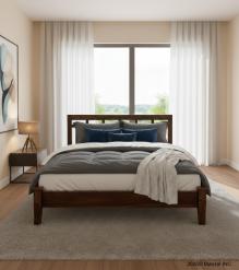 SOLID ROSEWOOD KING BED - HEADBOARD, FOOTBOARD, SIDE RAILS, SLATS
