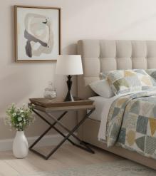 SOLID WOOD & IRON TRAY END TABLE
