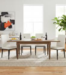 EXTENDABLE SOLID WOOD DINING TABLE W/ SELF-STORING EXTENSIONS