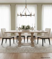 SOLID WOOD PEDESTAL EXTENSION DINING TABLE