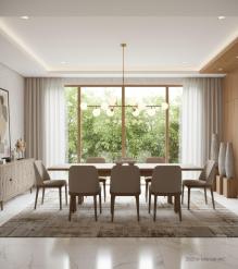 EXTENDABLE SOLID WOOD DINING TABLE W/ SELF-STORING EXTENSIONS