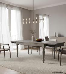 EXTENDABLE SOLID WOOD DINING TABLE W/ SELF-STORING EXTENSIONS