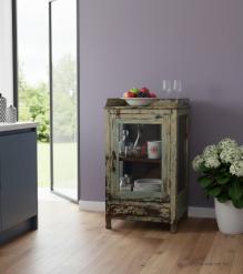 VINTAGE RECLAIMED TEAK & GLASS CABINET