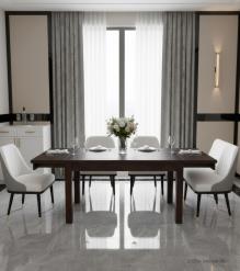 EXTENDABLE SOLID WOOD DINING TABLE W/ SELF-STORING EXTENSIONS