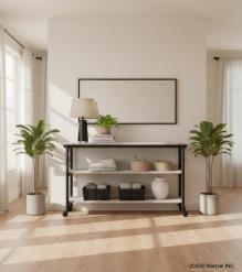 SOLID WOOD & IRON SHELVING UNIT
