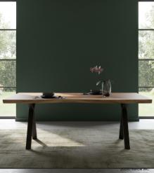 LIVE EDGE SOLID SUAR WOOD TABLE W/ METAL BASE