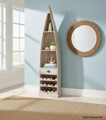 RECLAIMED WOOD BOAT NAUTICAL WINE RACK BOOKCASE W/ SHELVES
