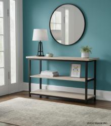 SOLID WOOD & IRON CONSOLE SHELVING UNIT