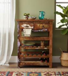 SOLID RECLAIMED TEAK WOOD WINE CABINET