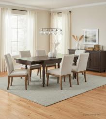 EXTENDABLE SOLID WOOD DINING TABLE W/ SELF-STORING EXTENSIONS