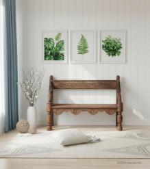 RECLAIMED CARVED TEAK WOOD BENCH