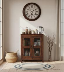 VINTAGE RECLAIMED TEAK & GLASS CABINET