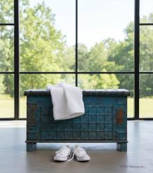 SOLID WOOD & METAL OPEN TOP TRUNK