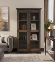 SOLID RECLAIMED TEAK WOOD & GLASS CABINET