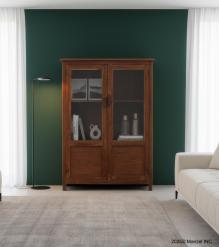 VINTAGE RECLAIMED TEAK & GLASS CABINET W/ SHELVES