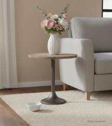 SOLID WOOD & IRON END TABLE