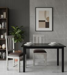 SOLID WOOD DINING CHAIR W/ GENUINE LEATHER UPHOLSTERED SEAT