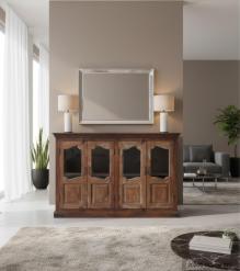 VINTAGE RECLAIMED TEAK & GLASS CABINET