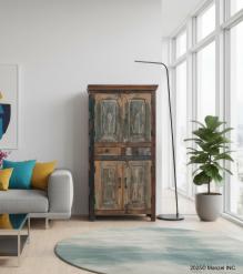 SOLID RECLAIMED TEAK WOOD 4 DOOR, 2 DRAWER CABINET
